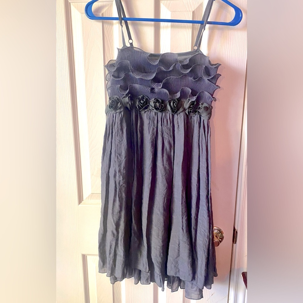 Ya Los Angeles grey mini dress with ruffles, and flowers very y2k junior size M